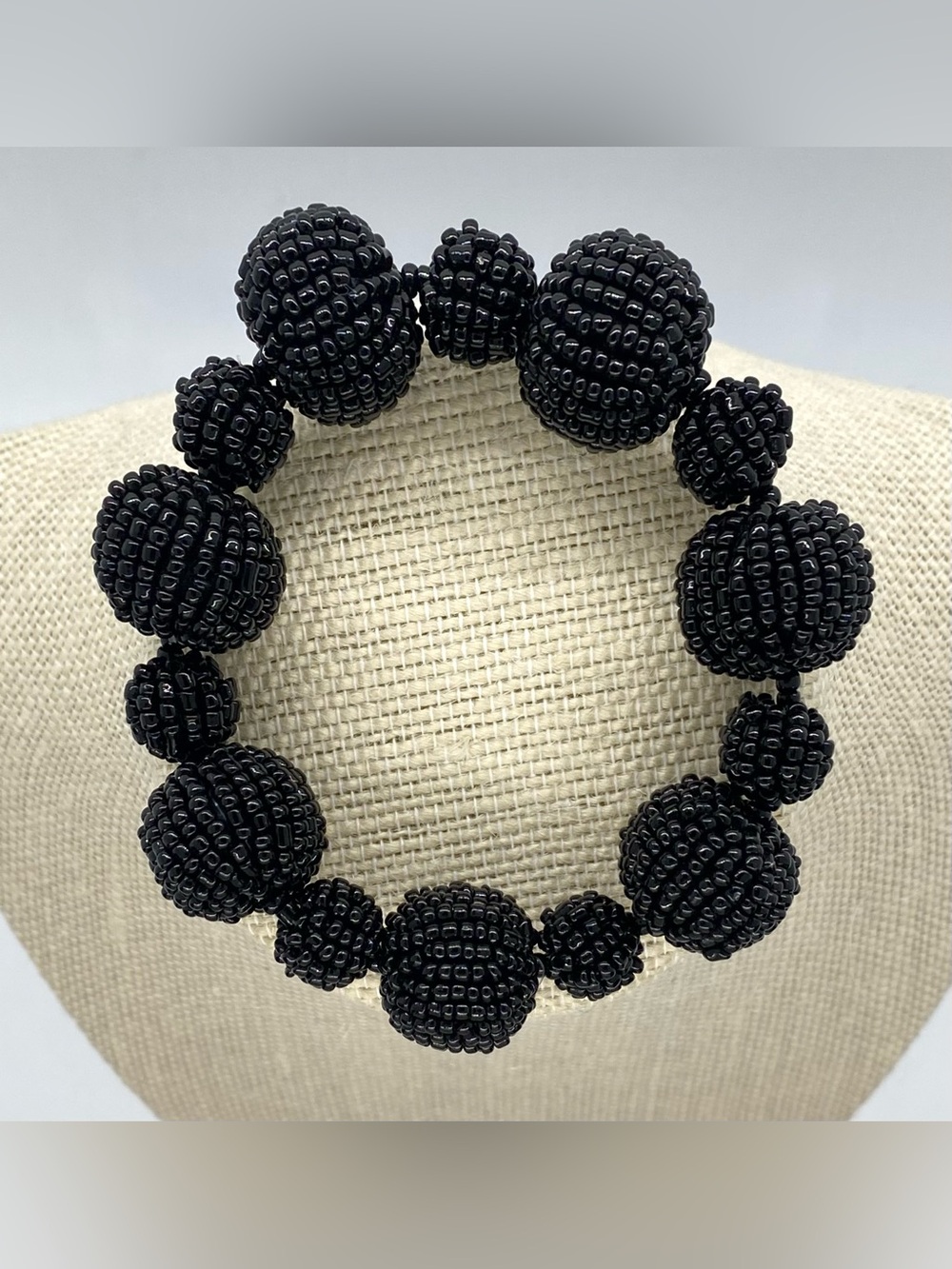 Vintage Black Beaded Bracelet Boho Fall Whimsigoth Eclectic 90s Minimalism